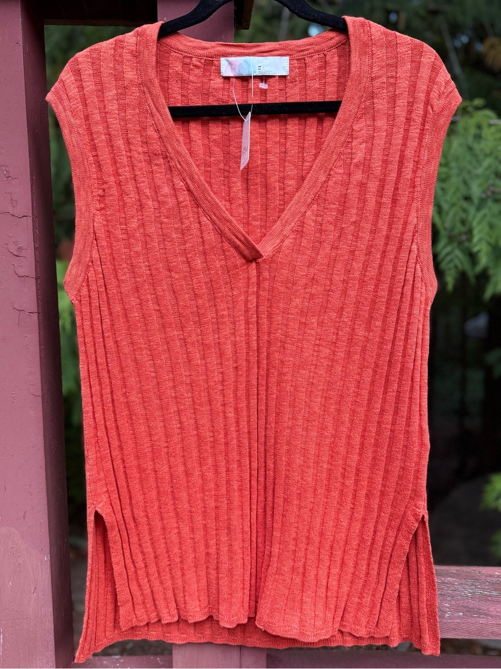 NWT Free People Beach Veda Ribbed Sweater Vest Koi Fish Terracotta Medium
